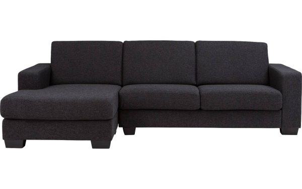 Goossens Hoekbank N-joy Divana Met Chaise Longue grijs, stof, 2,5-zits, stijlvol landelijk met chaise longue links