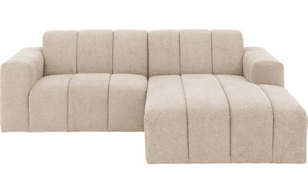 Goossens Bank Lewis bruin, stof, 1,5-zits, modern design met chaise longue rechts