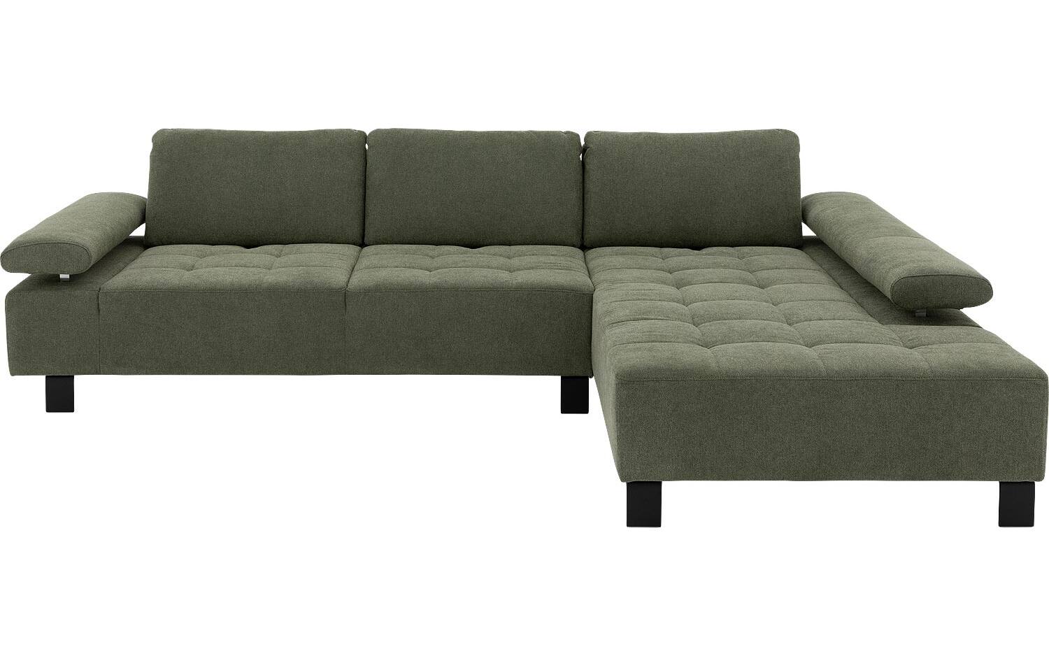 Goossens Bank Alvin groen, stof, 3-zits, modern design met chaise longue rechts