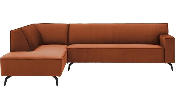 Goossens Basic Hoekbank Edolo oranje, stof, urban industrieel met ligelement links