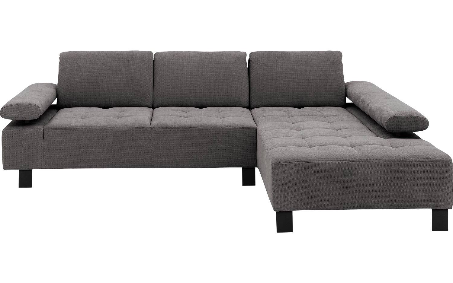 Goossens Bank Alvin grijs, stof, 2,5-zits, modern design met chaise longue rechts