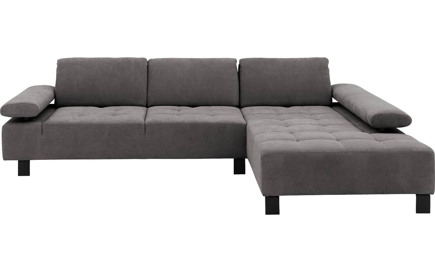 Goossens Bank Alvin grijs, stof, 3-zits, modern design met chaise longue rechts