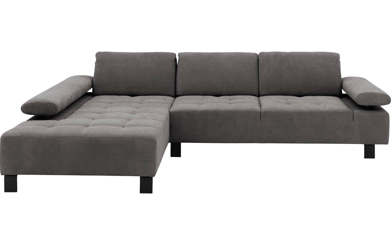 Goossens Bank Alvin grijs, stof, 3-zits, modern design met chaise longue links