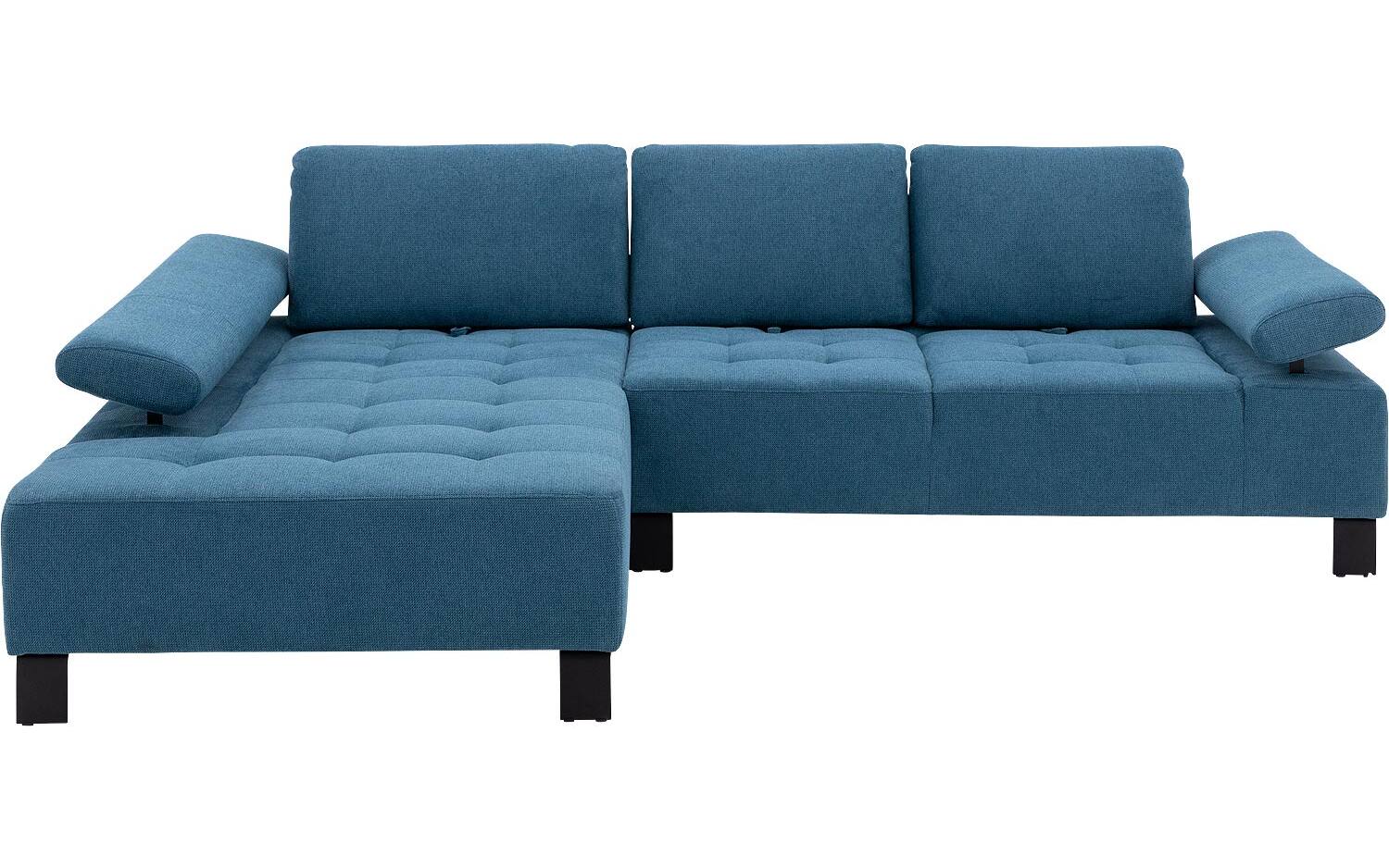 Goossens Bank Alvin blauw, stof, 2,5-zits, modern design met chaise longue links
