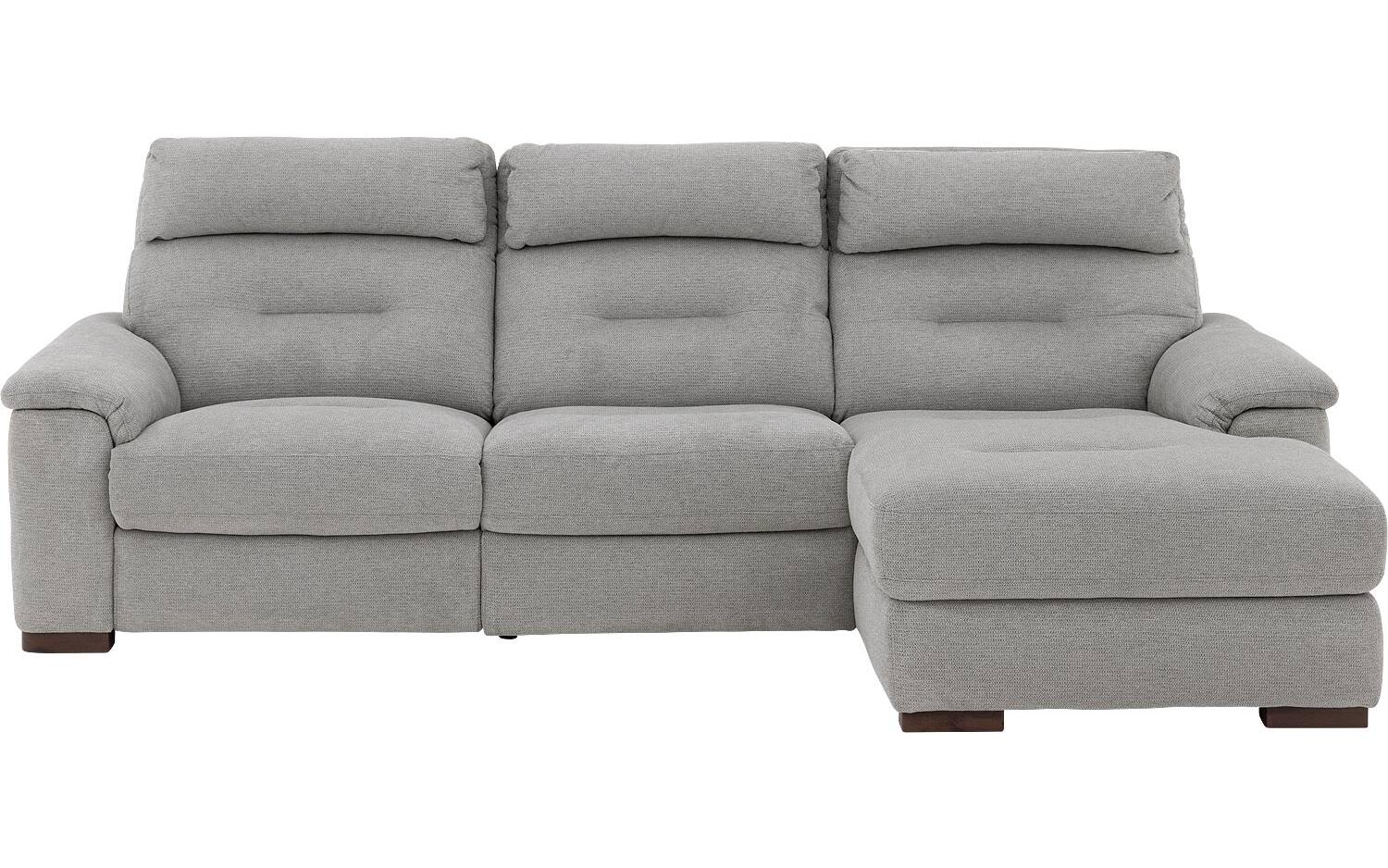 Goossens Bank Boris grijs, stof, met chaise longue rechts