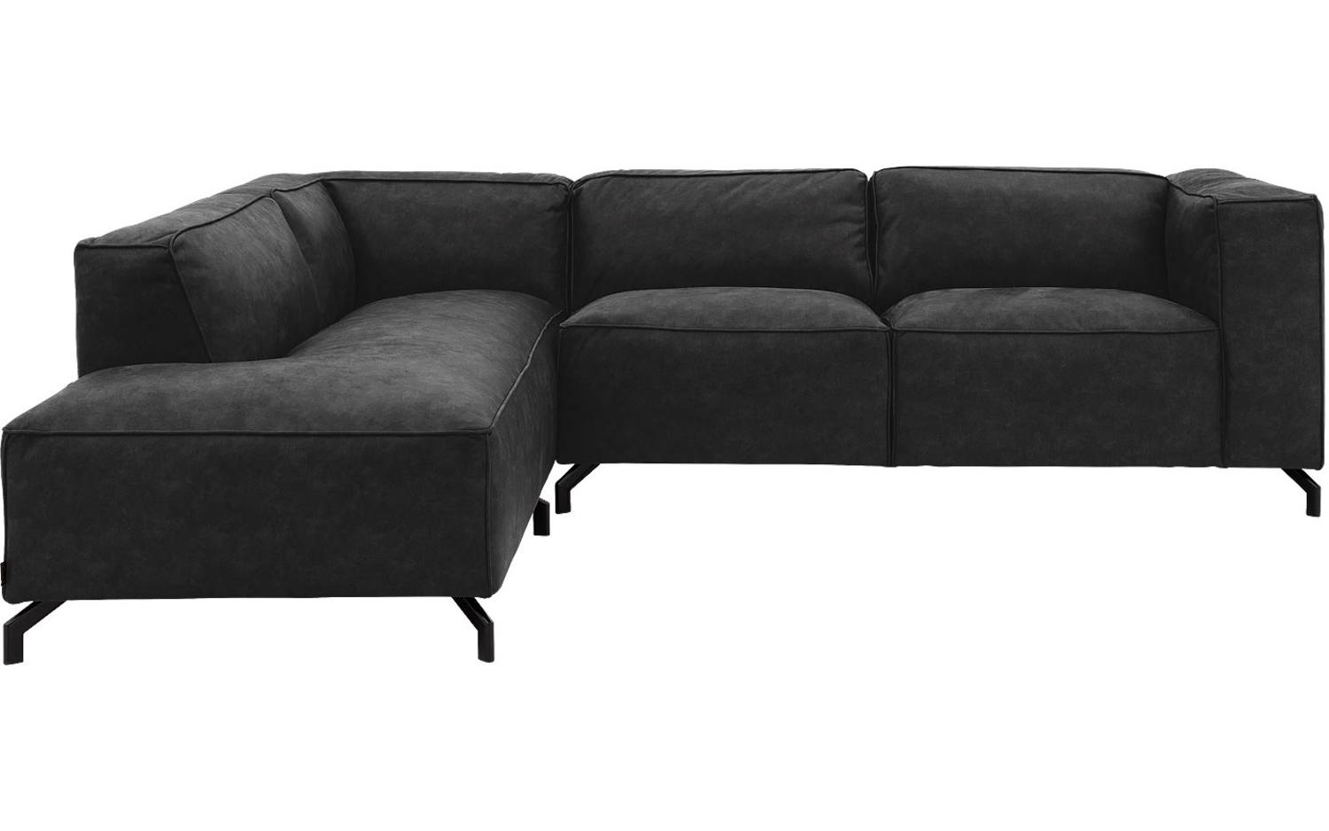 Goossens Bank Calvin antraciet, micro leer, 2,5-zits, modern design met ligelement links
